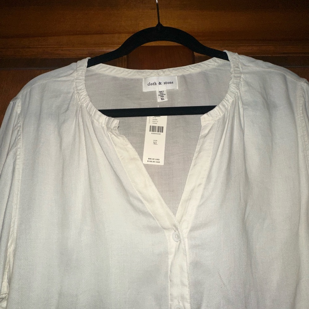 cloth and stone elastic neck button down shirt - Picture 2 of 7